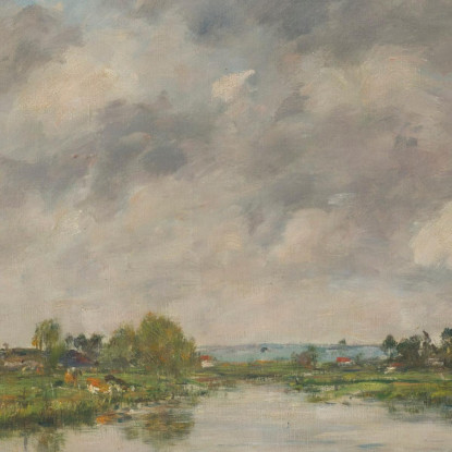 Il Ramo Morto Del Fiume A Deauville Eugène Boudin ebd63 quadro stampato su tela