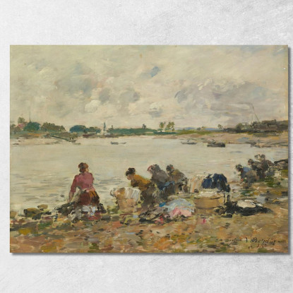 Lavandaie Sulla Riva Della Touques Eugène Boudin ebd70 quadro stampato su tela