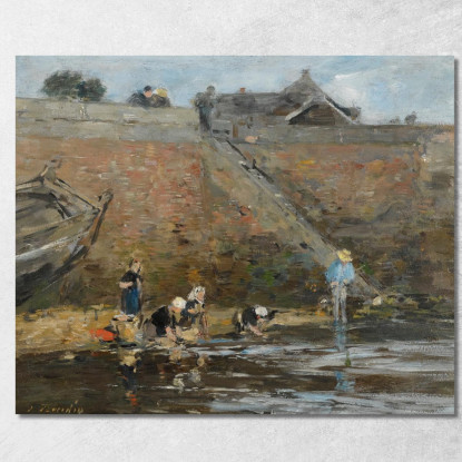 Lavandaie Sulla Riva Di Un Fiume Eugène Boudin ebd71 quadro stampato su tela