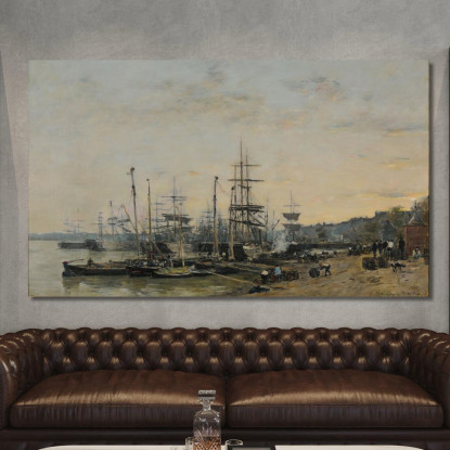 Il Porto Di Bordeaux Visto Dal Molo Dei Chartrons Eugène Boudin ebd85 quadro stampato su tela