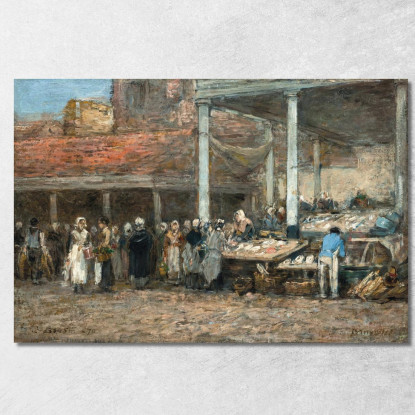 L’Antico Mercato Del Pesce A Bruxelles Eugène Boudin ebd89 quadro stampato su tela