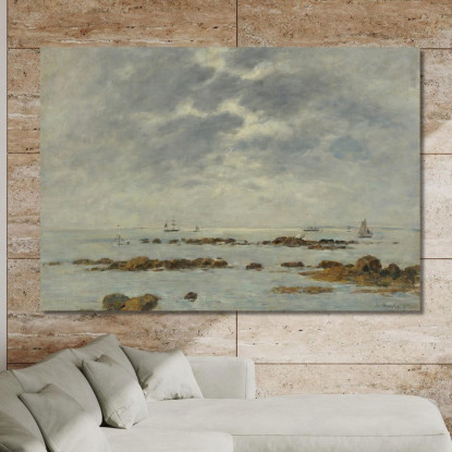 Marina A St. Vaast-La Hougue Manica Eugène Boudin ebd91 quadro stampato su tela
