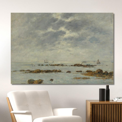 Marina A St. Vaast-La Hougue Manica Eugène Boudin ebd91 quadro stampato su tela