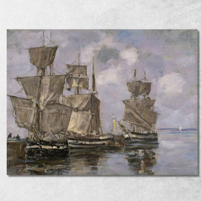 Navi Nel Porto Di Honfleur Eugène Boudin ebd95 quadro stampato su tela
