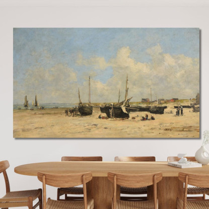 Spiaggia Di Berck A Bassa Marea Eugène Boudin ebd106 quadro stampato su tela