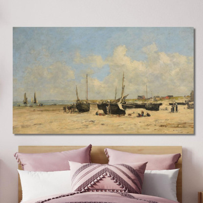 Spiaggia Di Berck A Bassa Marea Eugène Boudin ebd106 quadro stampato su tela