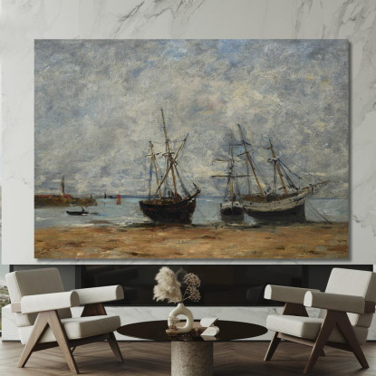Portrieux - Il Porto A Bassa Marea Eugène Boudin ebd109 quadro stampato su tela