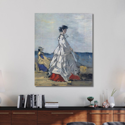 Principessa Pauline Metternich Sulla Spiaggia Eugène Boudin ebd111 quadro stampato su tela