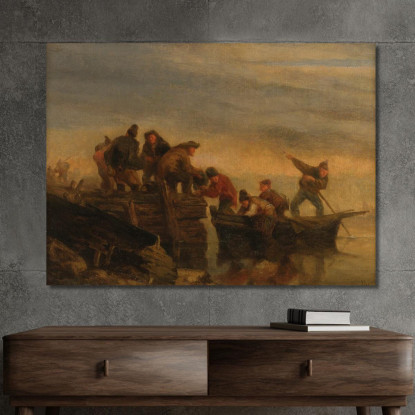 Pescatori Sulla Riva Eugène Boudin ebd112 quadro stampato su tela