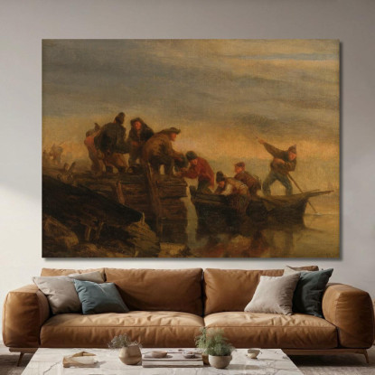 Pescatori Sulla Riva Eugène Boudin ebd112 quadro stampato su tela