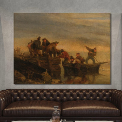 Pescatori Sulla Riva Eugène Boudin ebd112 quadro stampato su tela