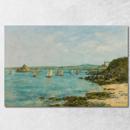 Riva Di Douarnenez - Barche Da Pesca Nella Baia Eugène Boudin ebd116 quadro stampato su tela