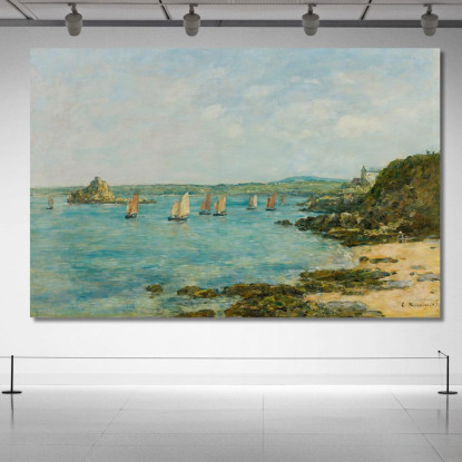 Riva Di Douarnenez - Barche Da Pesca Nella Baia Eugène Boudin ebd116 quadro stampato su tela