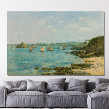 Riva Di Douarnenez - Barche Da Pesca Nella Baia Eugène Boudin ebd116 quadro stampato su tela