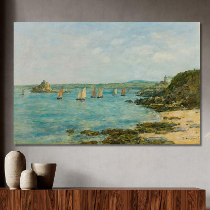 Riva Di Douarnenez - Barche Da Pesca Nella Baia Eugène Boudin ebd116 quadro stampato su tela