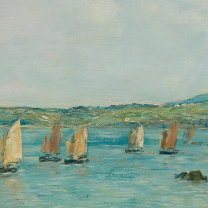 Riva Di Douarnenez - Barche Da Pesca Nella Baia Eugène Boudin ebd116 quadro stampato su tela