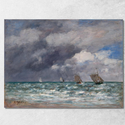 Barche A Vela Vicino A Trouville Eugène Boudin ebd117 quadro stampato su tela