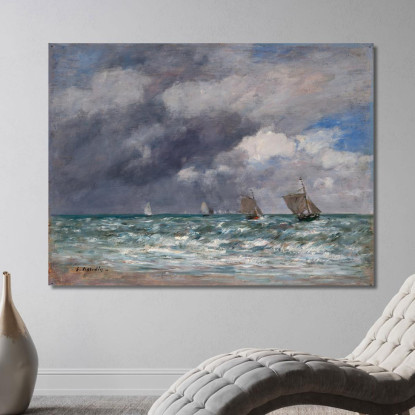 Barche A Vela Vicino A Trouville Eugène Boudin ebd117 quadro stampato su tela