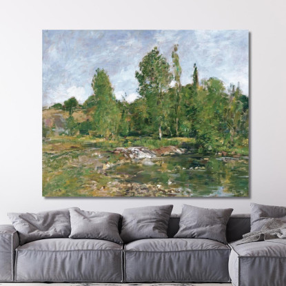 Saint-Céneri - Lo Stagno Eugène Boudin ebd118 quadro stampato su tela