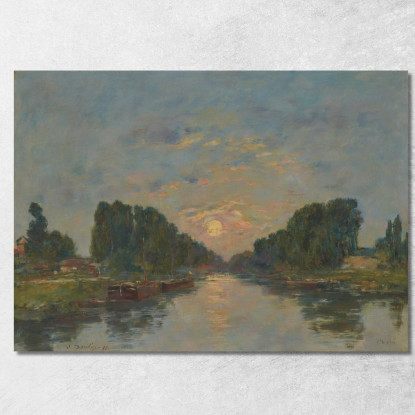 Saint-Valery-Sur-Somme - Effetto Di Luna Sul Canale Eugène Boudin ebd120 quadro stampato su tela