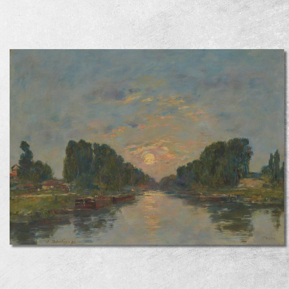 Saint-Valery-Sur-Somme - Effetto Di Luna Sul Canale Eugène Boudin ebd120 quadro stampato su tela