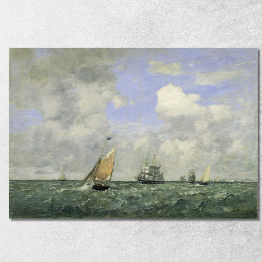 Navi E Barche A Vela Che Lasciano Le Havre Eugène Boudin ebd127 quadro stampato su tela