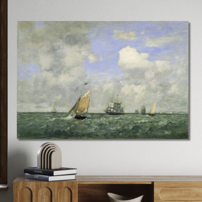 Navi E Barche A Vela Che Lasciano Le Havre Eugène Boudin ebd127 quadro stampato su tela