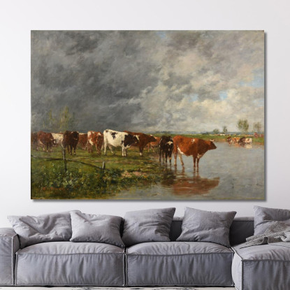 Gregge Che Si Abbevera Eugène Boudin ebd148 quadro stampato su tela