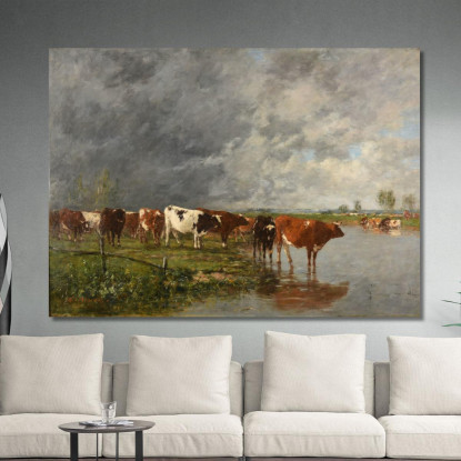 Gregge Che Si Abbevera Eugène Boudin ebd148 quadro stampato su tela