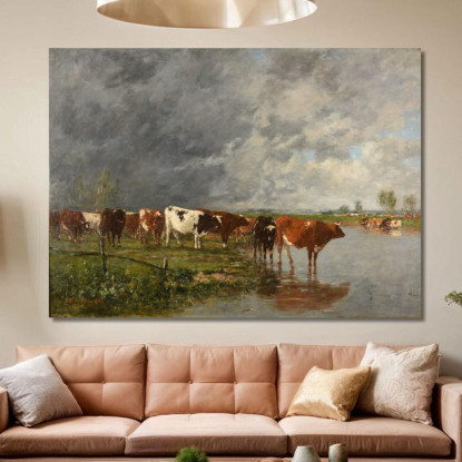 Gregge Che Si Abbevera Eugène Boudin ebd148 quadro stampato su tela