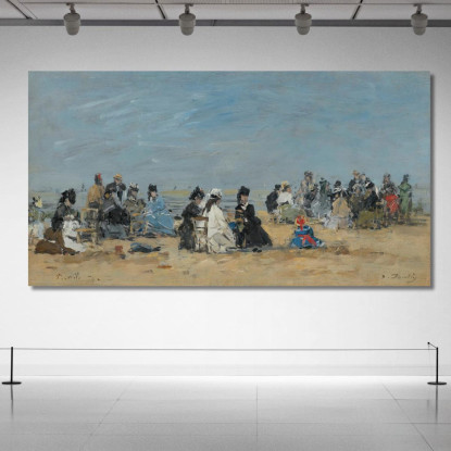 Trouville Scena Di Spiaggia Eugène Boudin ebd157 quadro stampato su tela