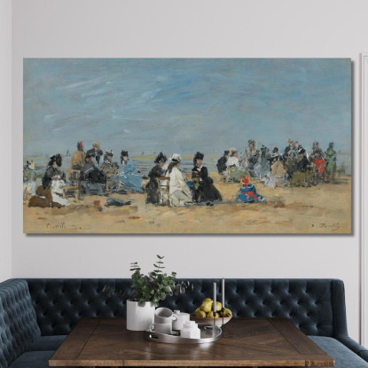 Trouville Scena Di Spiaggia Eugène Boudin ebd157 quadro stampato su tela