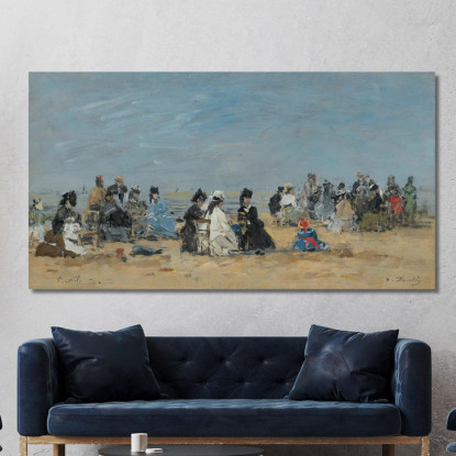 Trouville Scena Di Spiaggia Eugène Boudin ebd157 quadro stampato su tela
