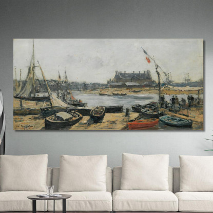 Trouville Vista Del Porto Presa Dall'Imbarcadero Eugène Boudin ebd159 quadro stampato su tela