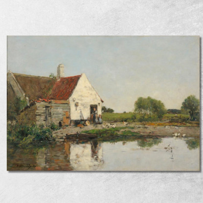 Un Angolo Di Fattoria Nei Dintorni Di Dunkerque Eugène Boudin ebd163 quadro stampato su tela