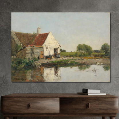 Un Angolo Di Fattoria Nei Dintorni Di Dunkerque Eugène Boudin ebd163 quadro stampato su tela