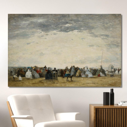 Villeggianti Sulla Spiaggia Di Trouville Eugène Boudin ebd164 quadro stampato su tela
