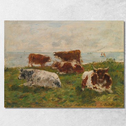 Mucche Nel Prato Sul Bordo Del Mare Eugène Boudin ebd165 quadro stampato su tela