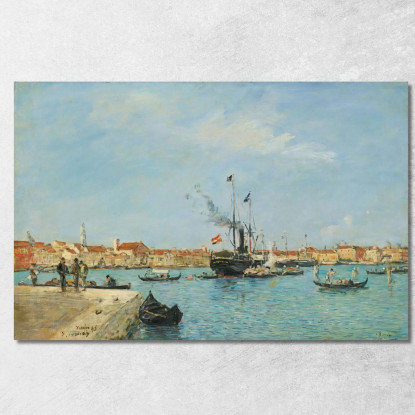 Venezia Il Canal Grande Vapori E Gondole Eugène Boudin ebd168 quadro stampato su tela