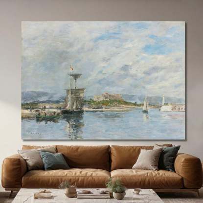 Veduta Del Porto Di Antibes. Il Molo Al Mattino Eugène Boudin ebd179 quadro stampato su tela
