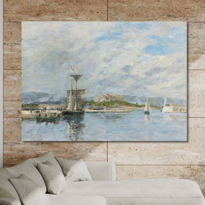 Veduta Del Porto Di Antibes. Il Molo Al Mattino Eugène Boudin ebd179 quadro stampato su tela