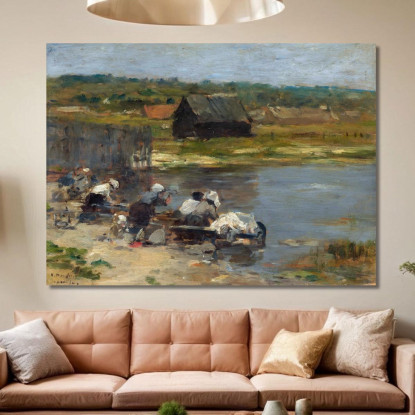 Lavandaie Al Bordo Dello Stagno Eugène Boudin ebd181 quadro stampato su tela