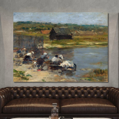 Lavandaie Al Bordo Dello Stagno Eugène Boudin ebd181 quadro stampato su tela