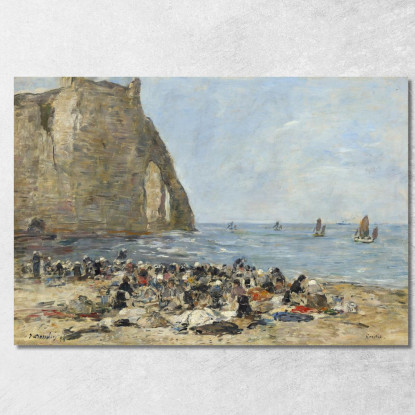 Lavandaie Sulla Spiaggia Di Étretat Eugène Boudin ebd183 quadro stampato su tela