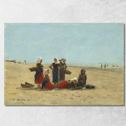 Donne Sulla Spiaggia Di Berck Eugène Boudin ebd184 quadro stampato su tela