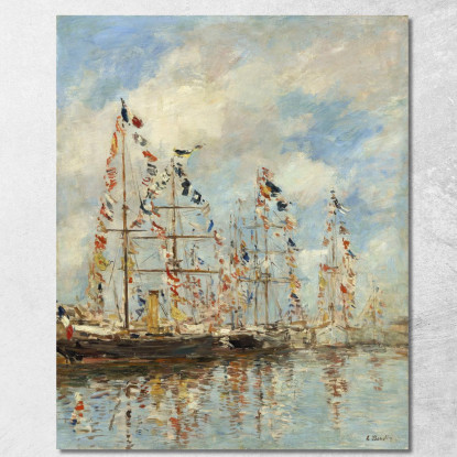 Bacino Degli Yacht A Trouville-Deauville Eugène Boudin ebd185 quadro stampato su tela