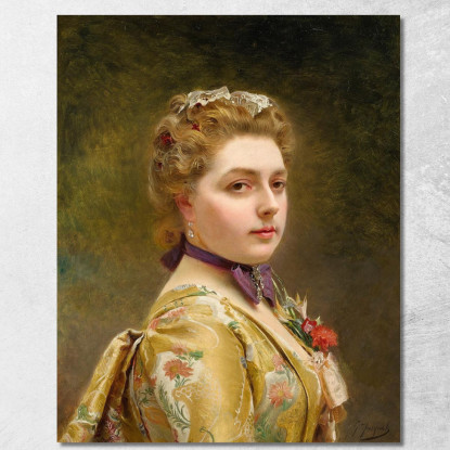 Una Dama In Abito Dorato Gustave Jean Jacquet gjj4 quadro stampato su tela
