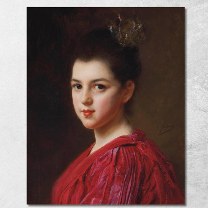 Donna Con Abito Rosso Gustave Jean Jacquet gjj10 quadro stampato su tela