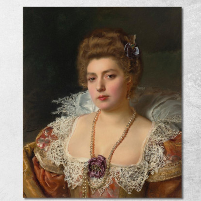 Ritratto Di Una Donna Con Perle Gustave Jean Jacquet gjj18 quadro stampato su tela