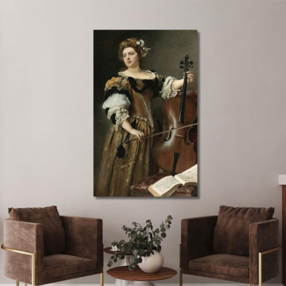 La Violoncellista Gustave Jean Jacquet gjj21 quadro stampato su tela